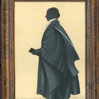 Cut and painted full-length silhouette of an academic gentleman by Merryweather