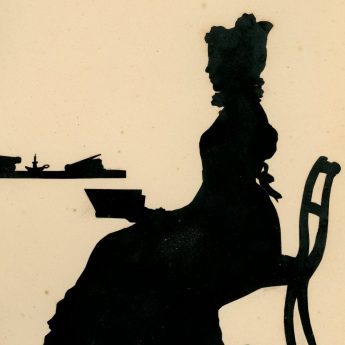 Silhouette conversation piece of two ladies cut by Augustin Edouart in 1828