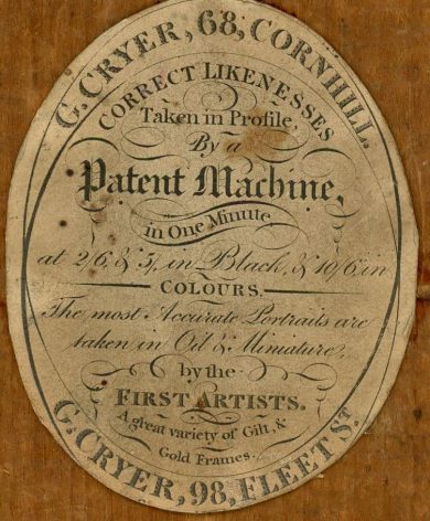 Trade label for G. Cryer, silhouettist