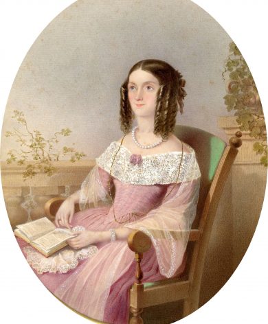 Signed watercolour portrait of Esther Bonnell dated 1843
