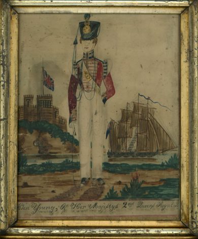 Naive watercolour Valentine portrait of a young soldier