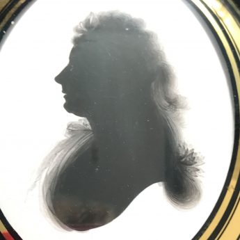 Silhouette of Lady Teignmouth painted on plaster by John Miers