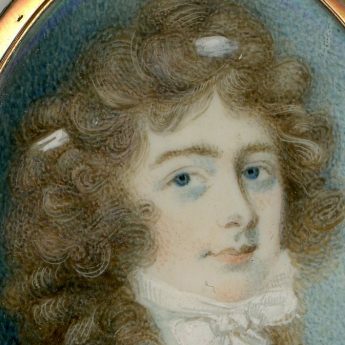 Miniature portrait of a young Georgian lady with long brown curls