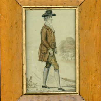 Watercolour portrait of 18th century pedestrian Foster Powell