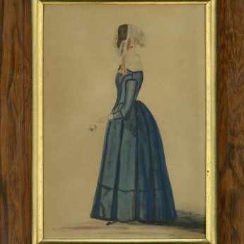 Full-length watercolour profile of a young lady, Anne Wellington