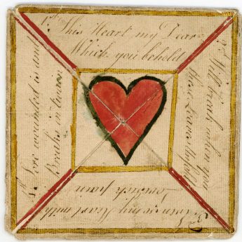 Late 18th Century Valentine Puzzle Purse in watercolour and pen & ink