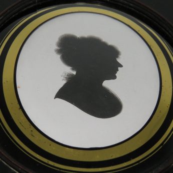 Silhouette of a lady painted on plaster by John Miers