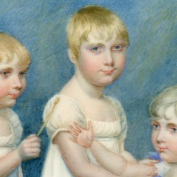 Regency miniature portrait of three little boys