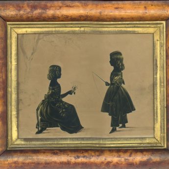 Cut and gilded silhouette of the Synge children, circa 1845