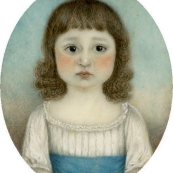 Georgian miniature portrait of a solemn child