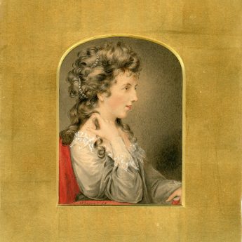 Watercolour portrait of Miss Bacon painted in 1813 by George Perfect Harding
