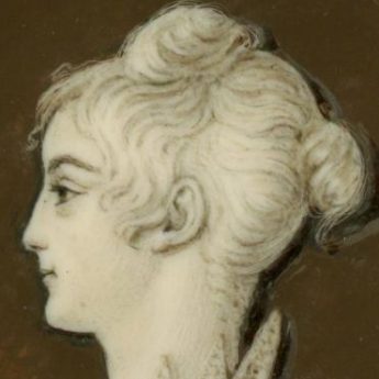 Painted profile of a young lady by Jacob Spornberg