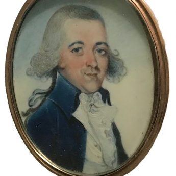 French School, miniature portrait of a gentleman with flyaway hair