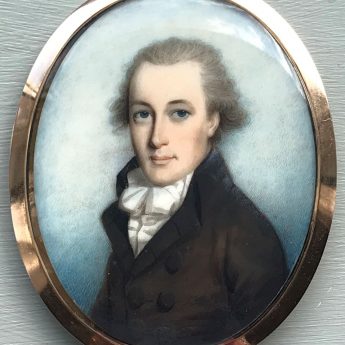 Miniature portrait of a named gentleman by Thomas Hazlehurst