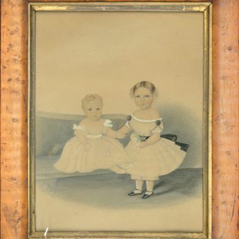 Watercolour portrait of siblings
