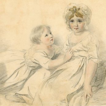 Watercolour and pencil portrait of Sarah and Mary Smirke by their father