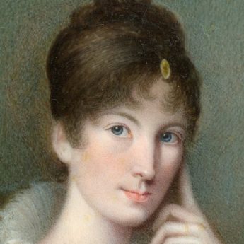 Miniature portrait of a lady in a burgundy dress