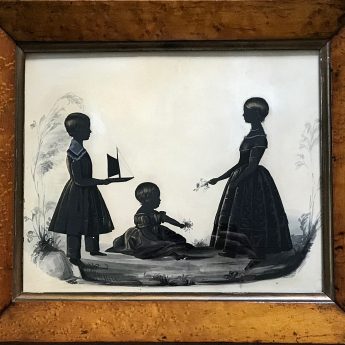 Cut and gilded silhouette of the Weitbrecht children by Herve
