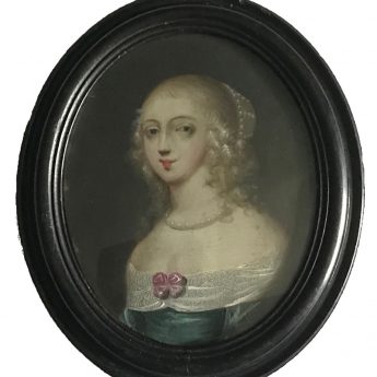 Oil on copper miniature portrait of a lady