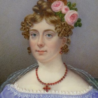 Miniature portrait of a young lady by William Hudson, dated 1823