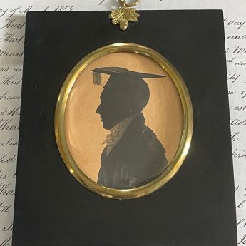 Painted silhouette of a Cambridge student by Richard Bankes Harraden