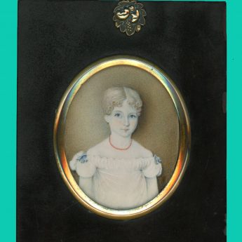 Miniature portrait of a child in a white dress