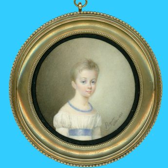 Signed portrait miniature of a child by a French Artist