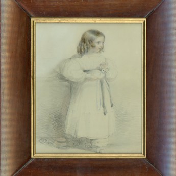 Portrait of a child holding a dove drawn by Henry Bryan Ziegler