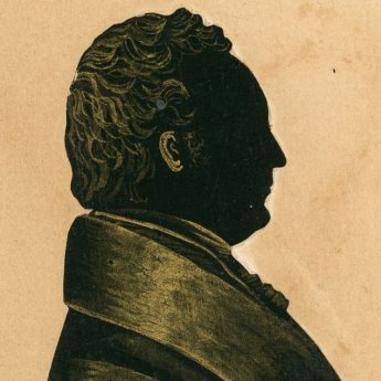 Cut and bronzed silhouette of Dr Drake by G. Cryer
