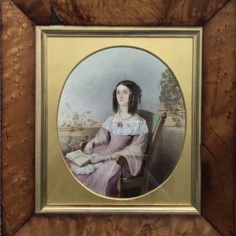 Signed watercolour portrait of Esther Bonnell dated 1843