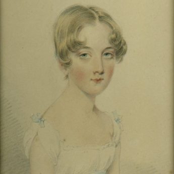 Pastel portrait of a young girl by Josiah Slater, 1813