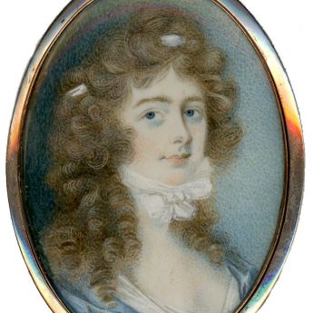 Miniature portrait of a young Georgian lady with long brown curls