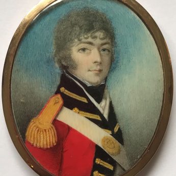 Mrs Anne Mee attrib., miniature portrait of an officer