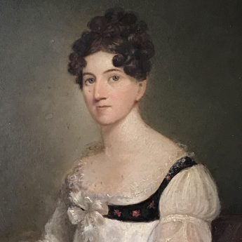 Oil on board portrait of a young Regency lady