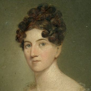 Oil on board portrait of a young Regency lady