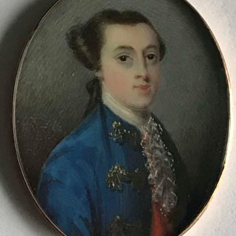 18th Century miniature portrait of a dapper gentleman by Andrew Benjamin Lens