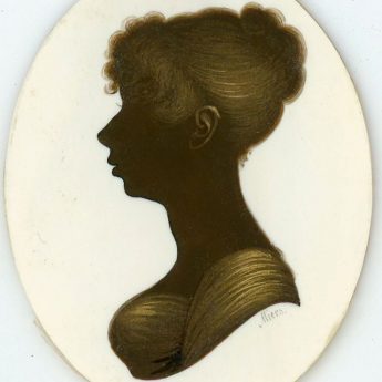 Bronzed profile on ivory of a young Regency lady painted by John Field