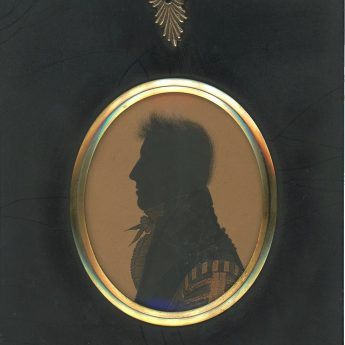 Painted silhouette of a Cambridge graduate painted by Richard Bankes Harraden