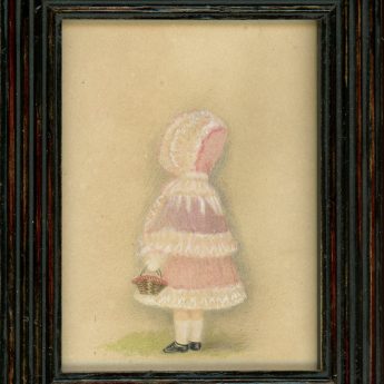 Charming watercolour portrait of a little girl attributed to Mrs Young "who couldn't paint faces"!