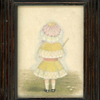 Charming watercolour portrait of a little girl attributed to Mrs Young "who couldn't paint faces"!