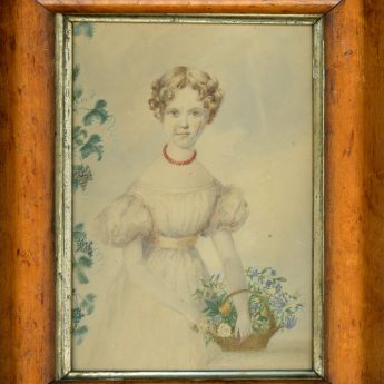 A pair of watercolour portraits of Mary and Jessie Herring, aged nine and ten