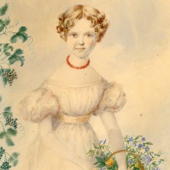 A pair of watercolour portraits of Mary and Jessie Herring, aged nine and ten