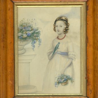 A pair of watercolour portraits of Mary and Jessie Herring, aged nine and ten