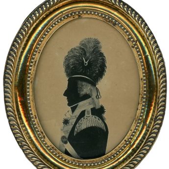 Painted silhouette of a Dragoons officer painted by William Hamlet the Elder