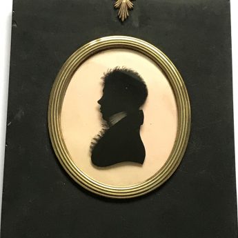 Early 19th century silhouette reverse painted on glass by William Rought
