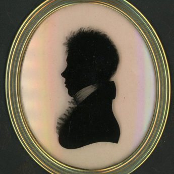 Early 19th century silhouette reverse painted on glass by William Rought