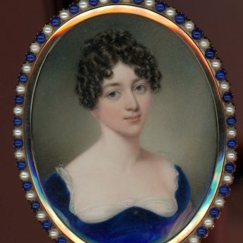 Miniature portrait of a young lady painted by John Cox Dillman Engleheart, signed and dated 1815