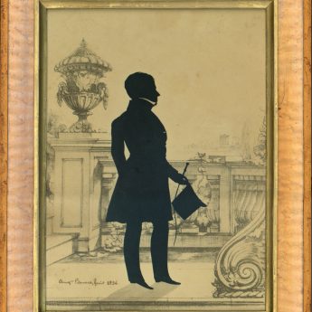 Full-length silhouette of a gentleman by the renowned cutter, Augustin Edouart, signed and dated 1836