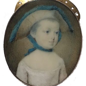Georgian miniature portrait of a child wearing a large hat