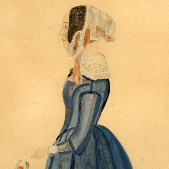 Full-length watercolour profile of a young lady, Anne Wellington
